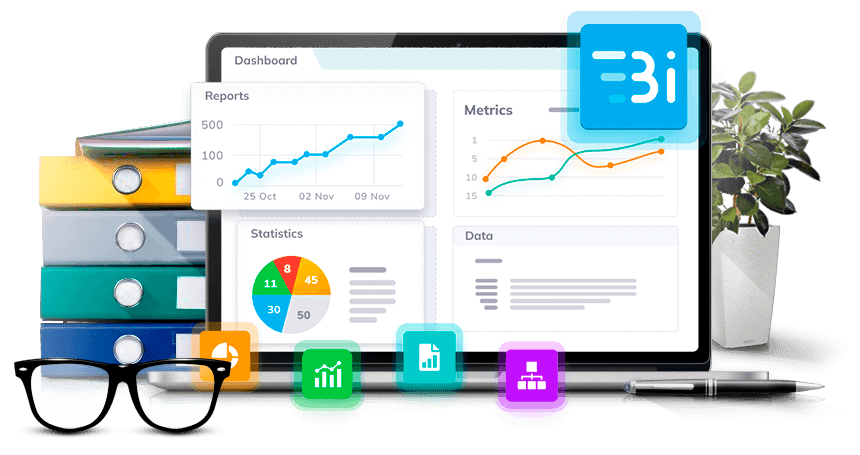 Laptop with opened Business Intelligence Tools